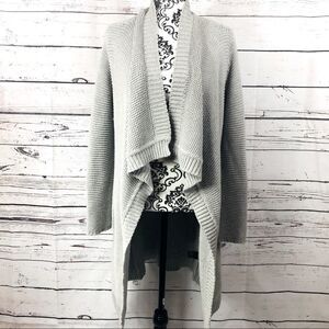 BB Dakota Long Open Front Duster Cardigan Sweater Grey Cotton Wool Blend XS